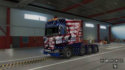 ETS2 Scania S 8x4 Sexy U.S.A Flag Skin Free